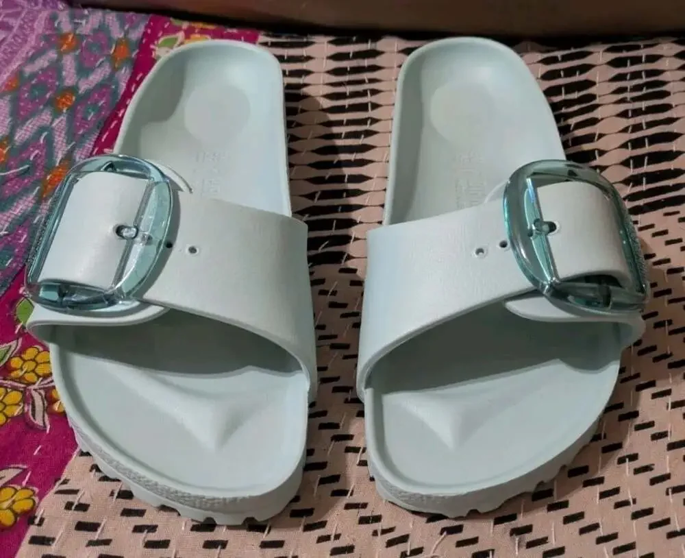 Birkenstock Madrid Big Buckle EVA Surf Green Sandals MISMATCH Sz W7 L / W8 R